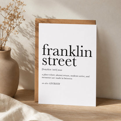Franklin Street Definition Graduation Greeting Card - Footnotes Paper