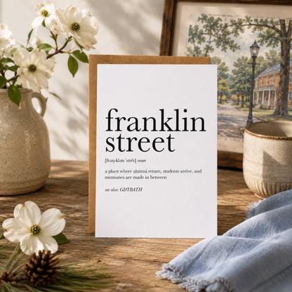 Franklin Street Definition Graduation Greeting Card - Footnotes Paper