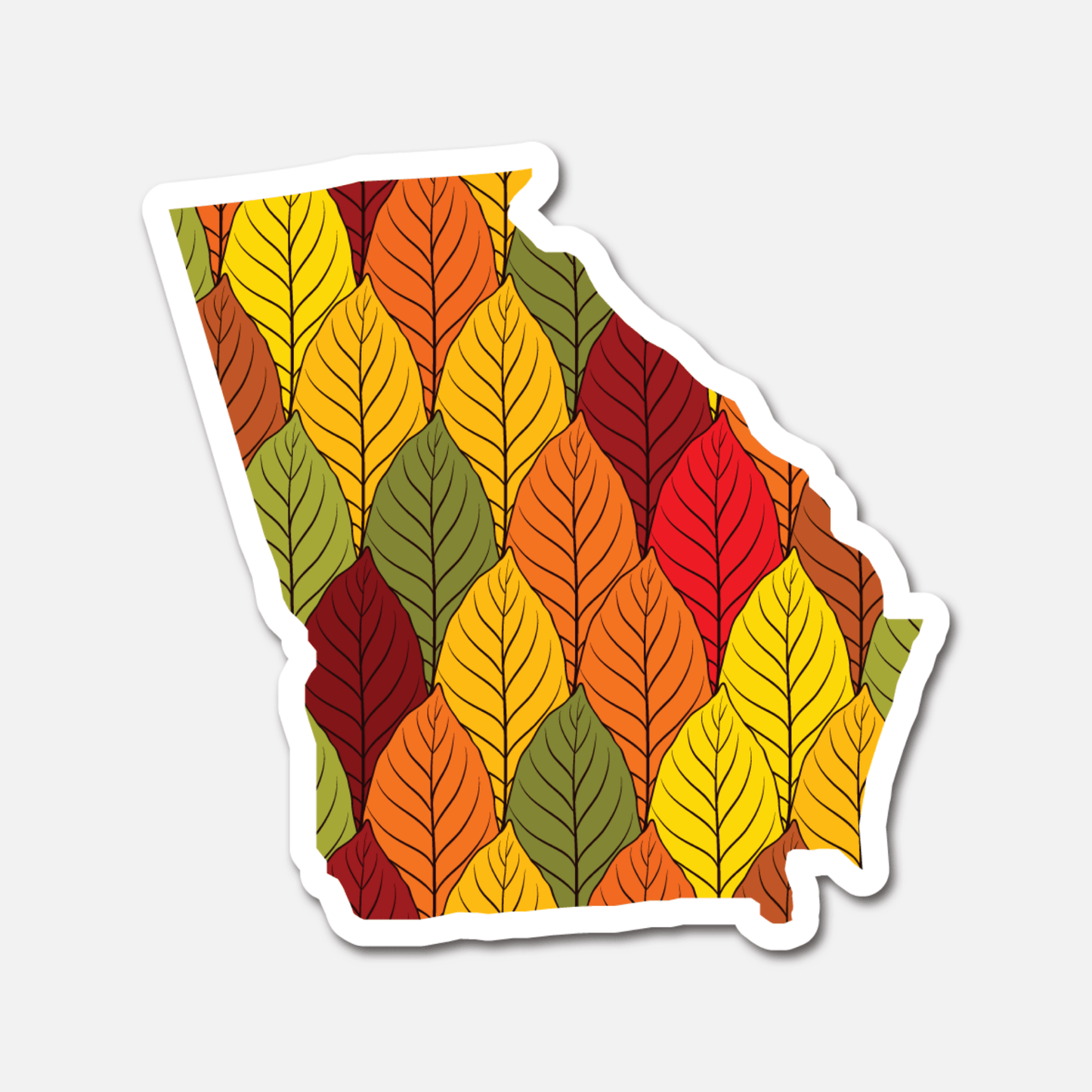 Georgia Autumn Leaves – State Sticker - Footnotes Paper