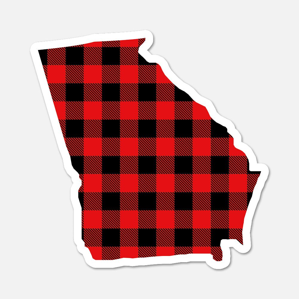 Georgia US State Sticker Buffalo Plaid - Footnotes Paper