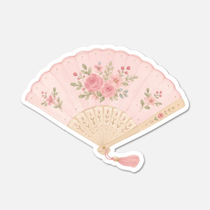 Hand Fan - Pink Vintage Sticker - Footnotes Paper