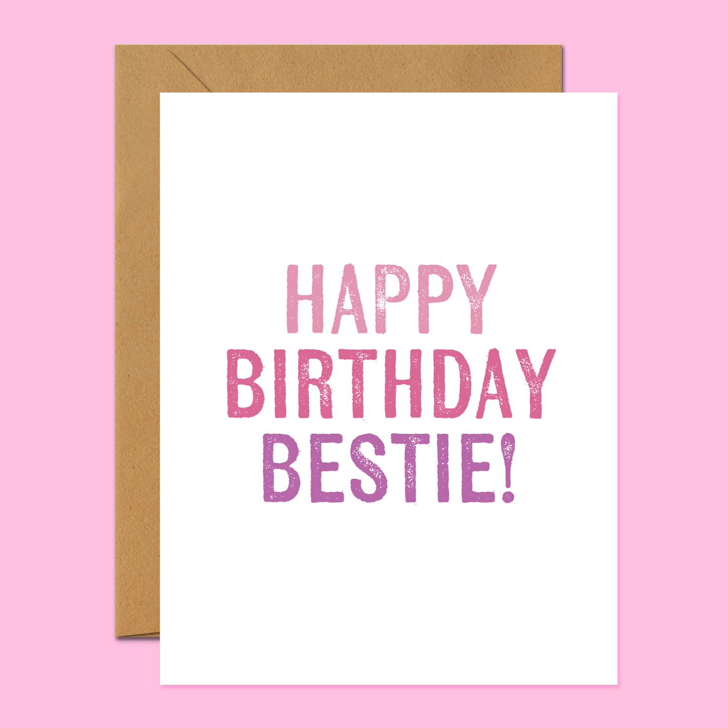 Happy Birthday Bestie! Block Print Birthday Card - Footnotes Paper
