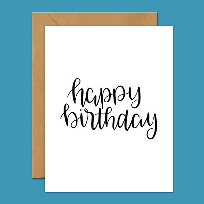 Happy Birthday Simple Script - Birthday Card - Footnotes Paper