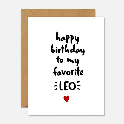 Happy Birthday To My Favorite Leo Birthday Card - Footnotes Paper