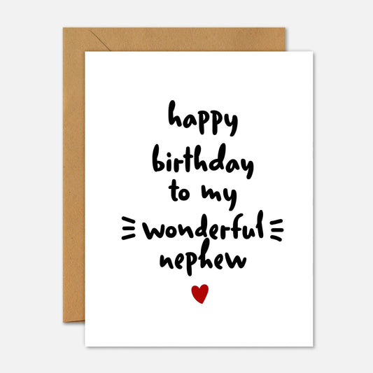 Happy Birthday To My Wonderful Nephew Birthday Card - Footnotes Paper