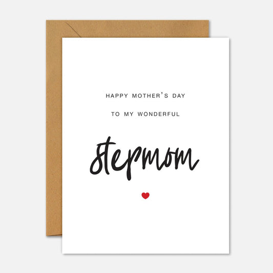 Happy Mother’s Day To My Wonderful Step Mom Mother’s Day Card - Footnotes Paper
