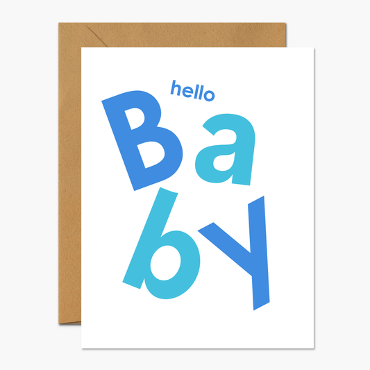 Hello Baby Boy Blue Scandi - Footnotes Paper