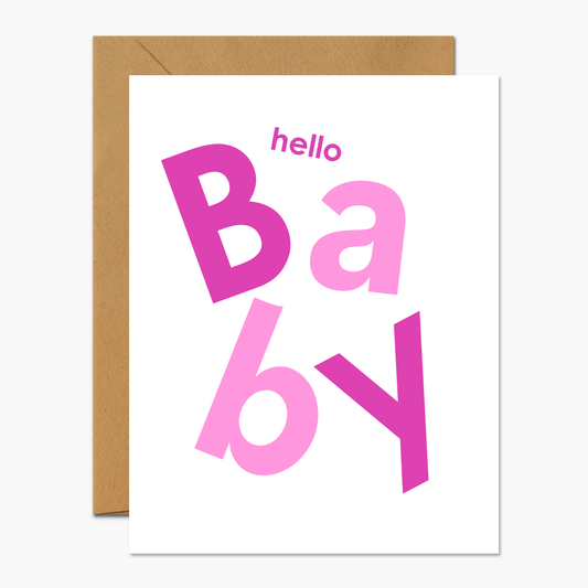 Hello Baby Girl Pink Scandi - Footnotes Paper