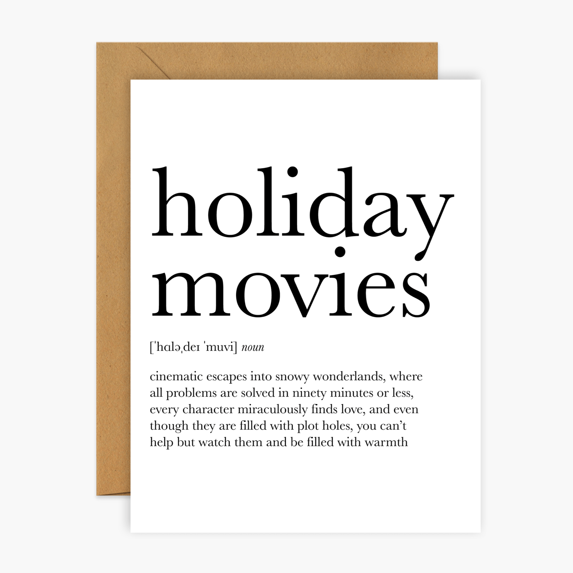 Holiday Movies Definition - Christmas Greeting Card - Footnotes Paper