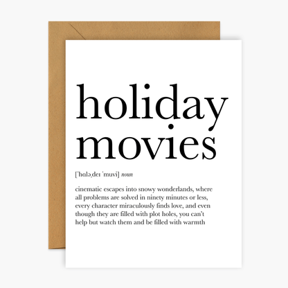 Holiday Movies Definition - Christmas Greeting Card - Footnotes Paper