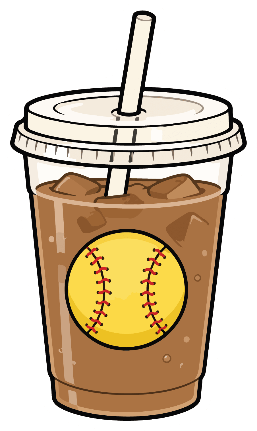 Iced Coffee - Softball Sticker - Footnotes Paper