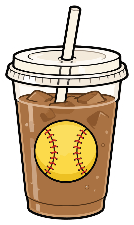 Iced Coffee - Softball Sticker - Footnotes Paper
