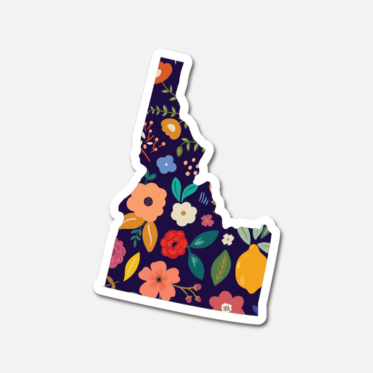 Idaho Navy Floral State Sticker - Footnotes Paper