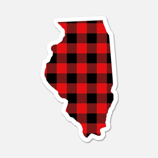 Illinois US State Sticker Buffalo Plaid - Footnotes Paper