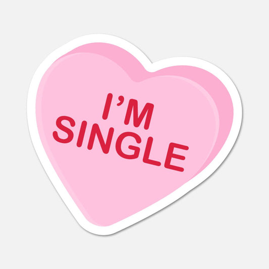 I’m Single Candy Heart Sticker - Footnotes Paper