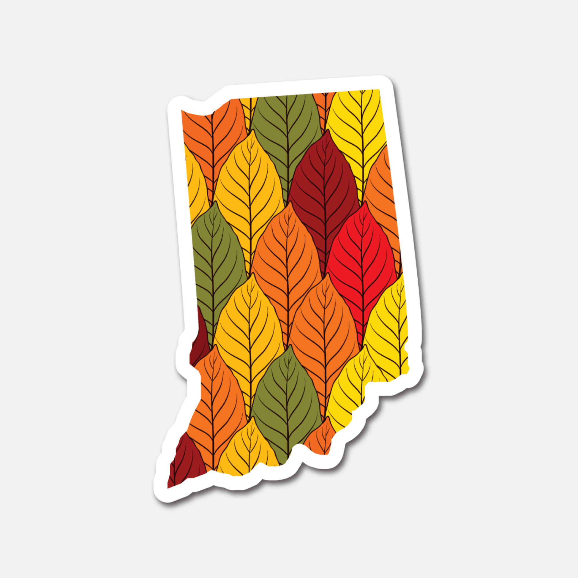 Indiana Autumn Leaves – State Sticker - Footnotes Paper
