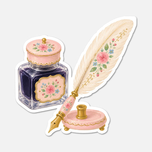 Ink And Quill - Pink Vintage Sticker - Footnotes Paper