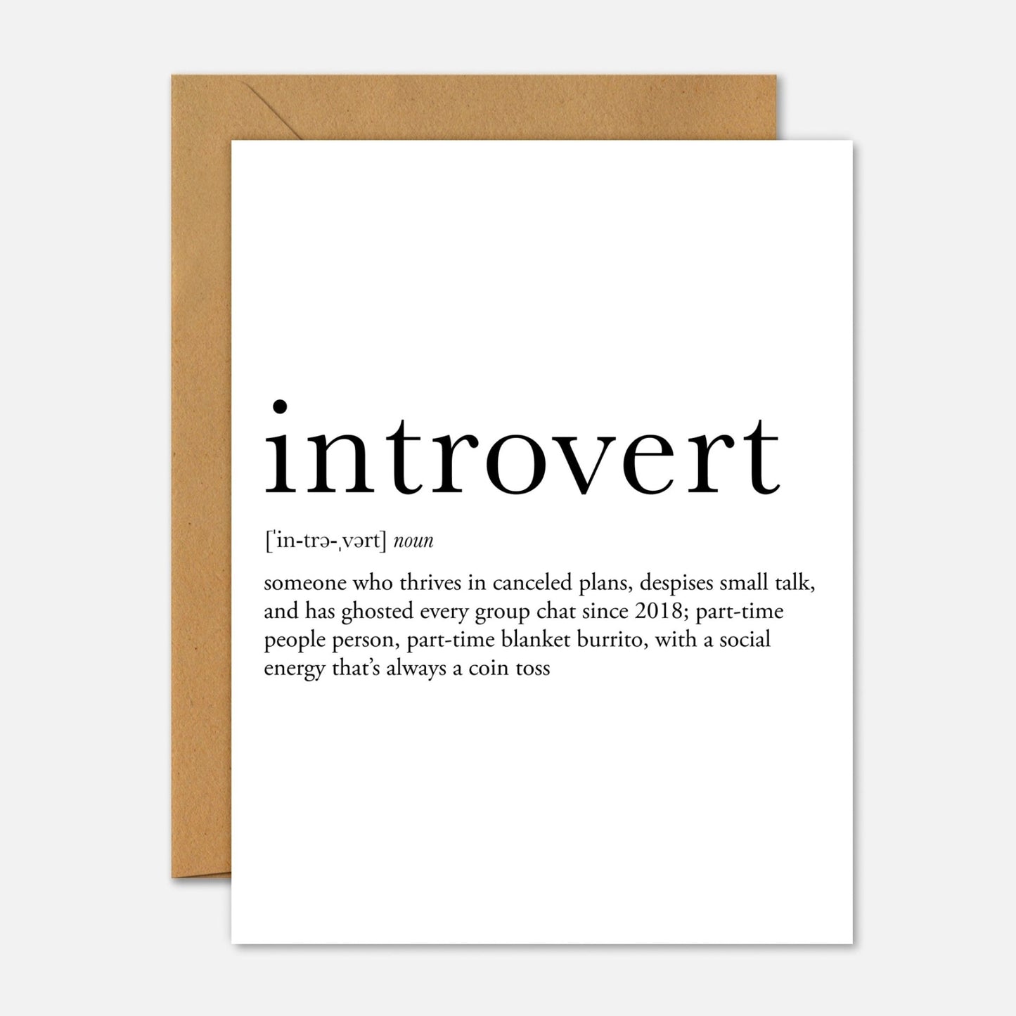 Introvert Definition – Mental Health Greeting Card - Footnotes Paper