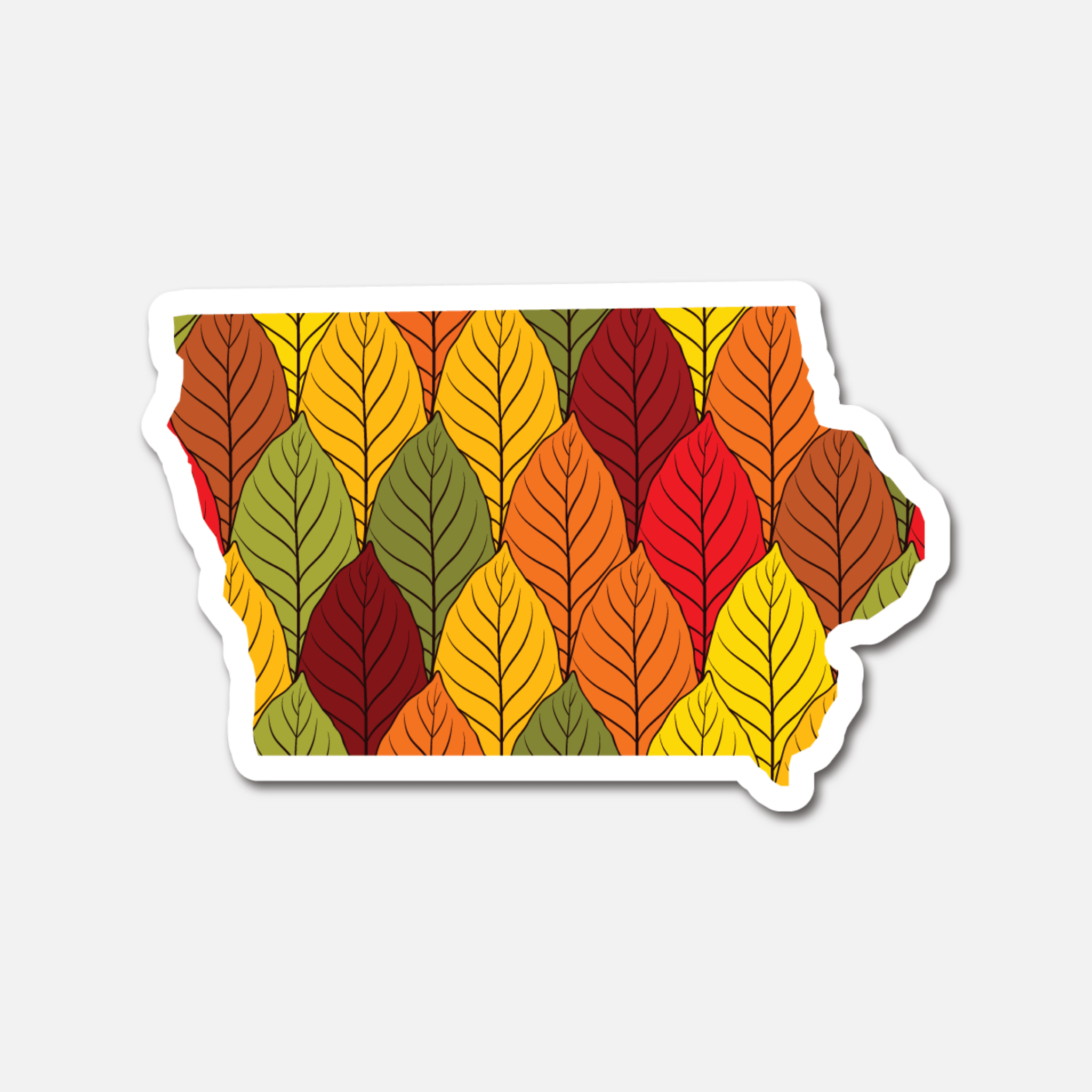 Iowa autumn leaves sticker – State Sticker – Footnotes Paper