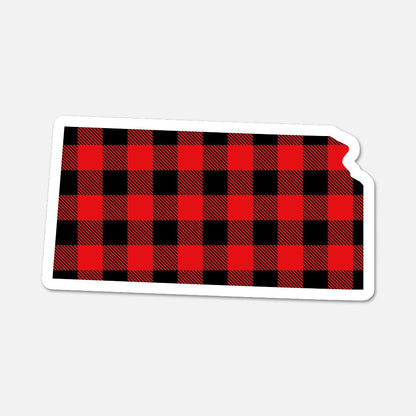 Kansas US State Sticker Buffalo Plaid - Footnotes Paper
