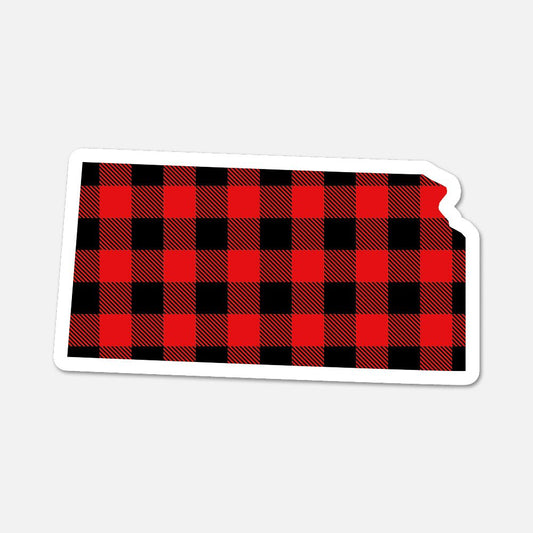 Kansas US State Sticker Buffalo Plaid - Footnotes Paper