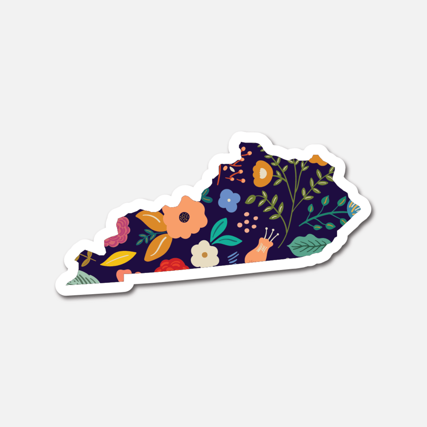 Kentucky Navy Floral State Sticker - Footnotes Paper