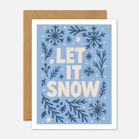 Let It Snow Light Blue Christmas Card - Footnotes Paper