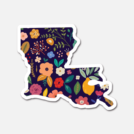 Louisiana Navy Floral State Sticker - Footnotes Paper