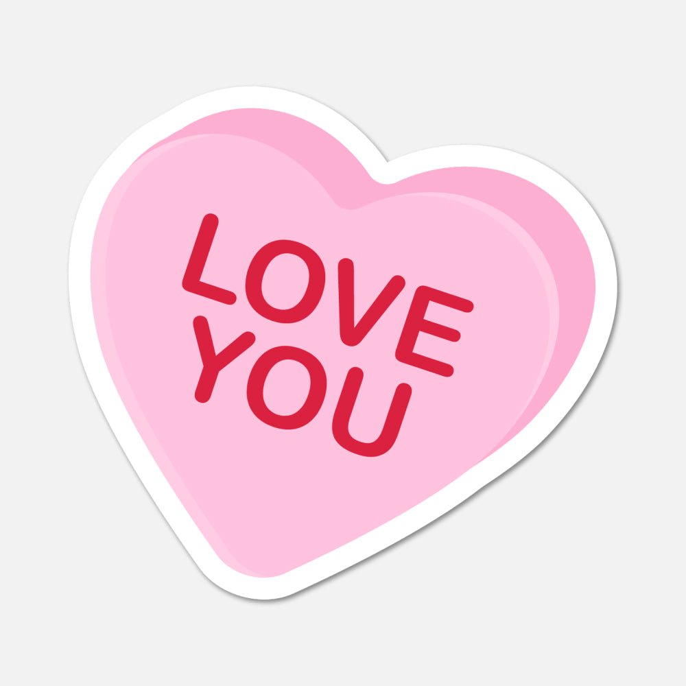 Love You Candy Heart Sticker - Footnotes Paper