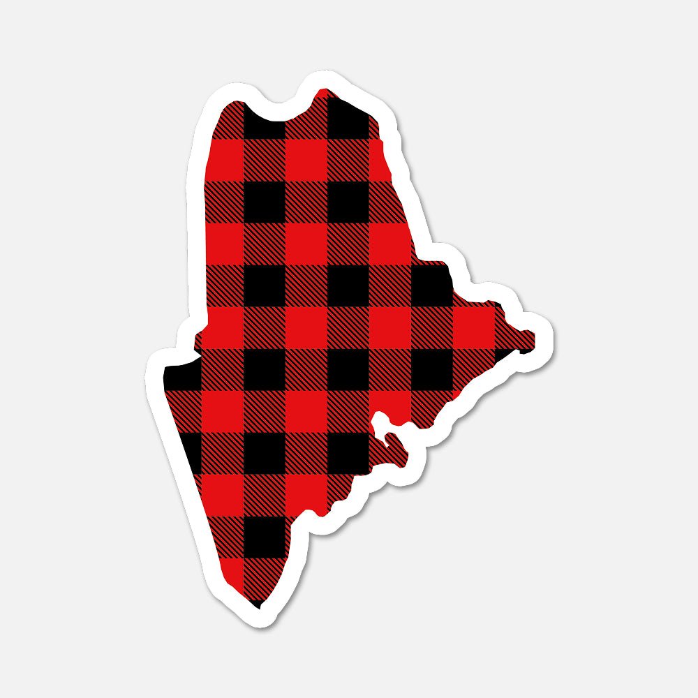 Maine US State Sticker Buffalo Plaid - Footnotes Paper