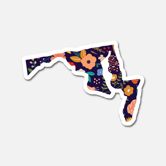 Maryland Navy Floral State Sticker - Footnotes Paper