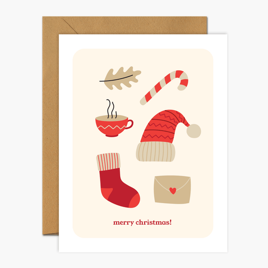 Merry Christmas Elements Christmas Greeting Card - Footnotes Paper
