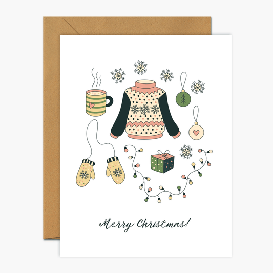 Merry Christmas Hand drawn Elements Christmas Greeting Card - Footnotes Paper