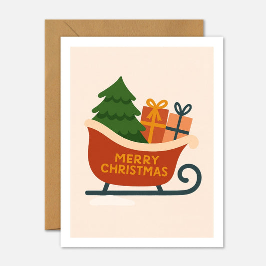 Merry Christmas Sleigh Christmas Card - Footnotes Paper