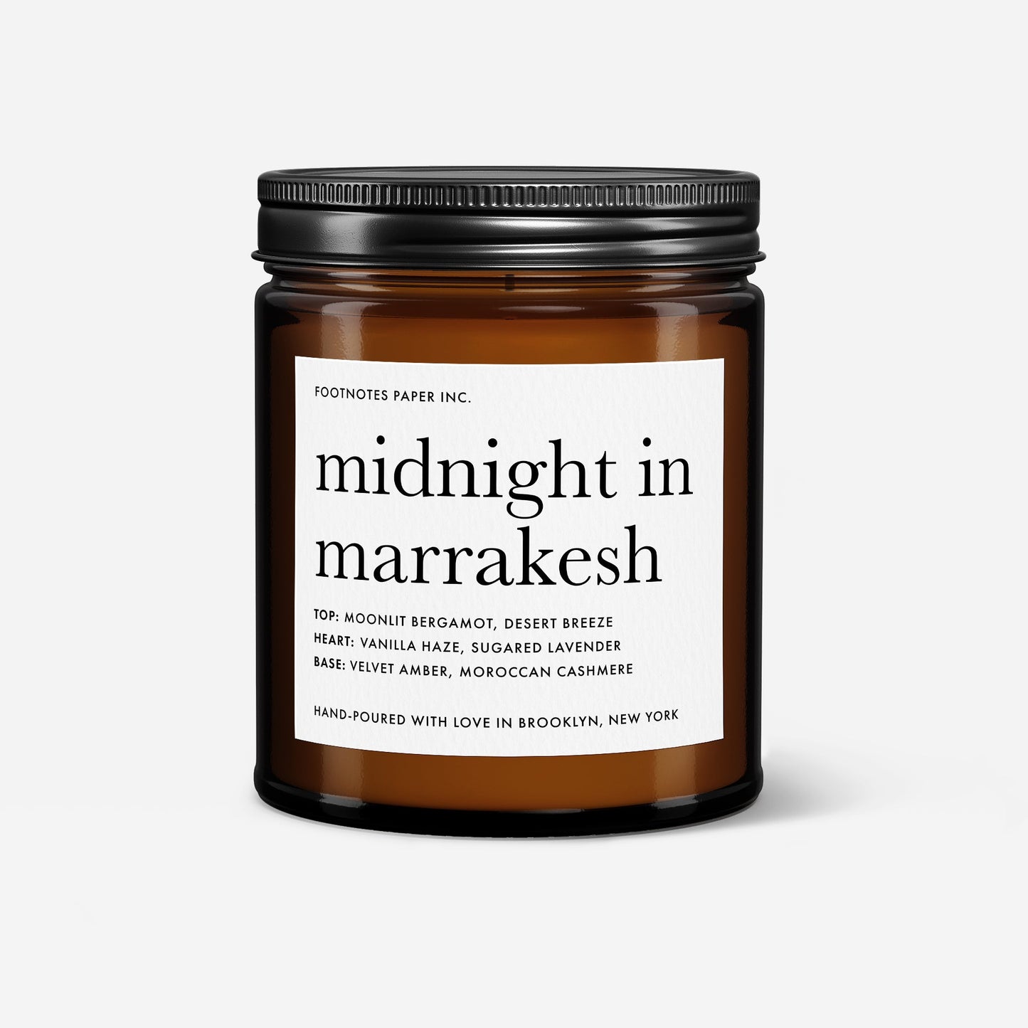 Midnight in Marrakesh Candle | Amber Vanilla Gourmand Candle - Footnotes Paper