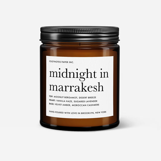Midnight in Marrakesh Candle | Amber Vanilla Gourmand Candle - Footnotes Paper