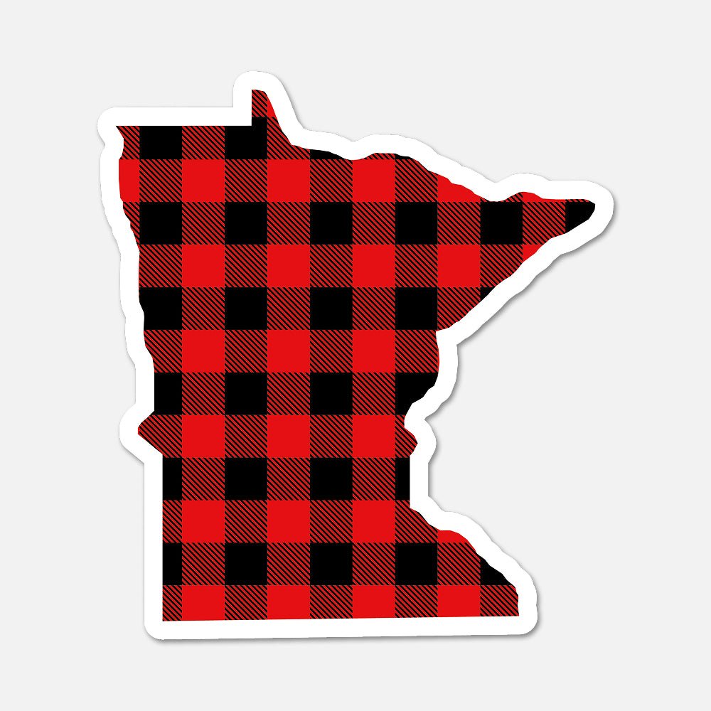 Minnesota US State Sticker Buffalo Plaid - Footnotes Paper