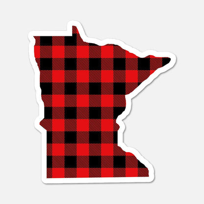 Minnesota US State Sticker Buffalo Plaid - Footnotes Paper