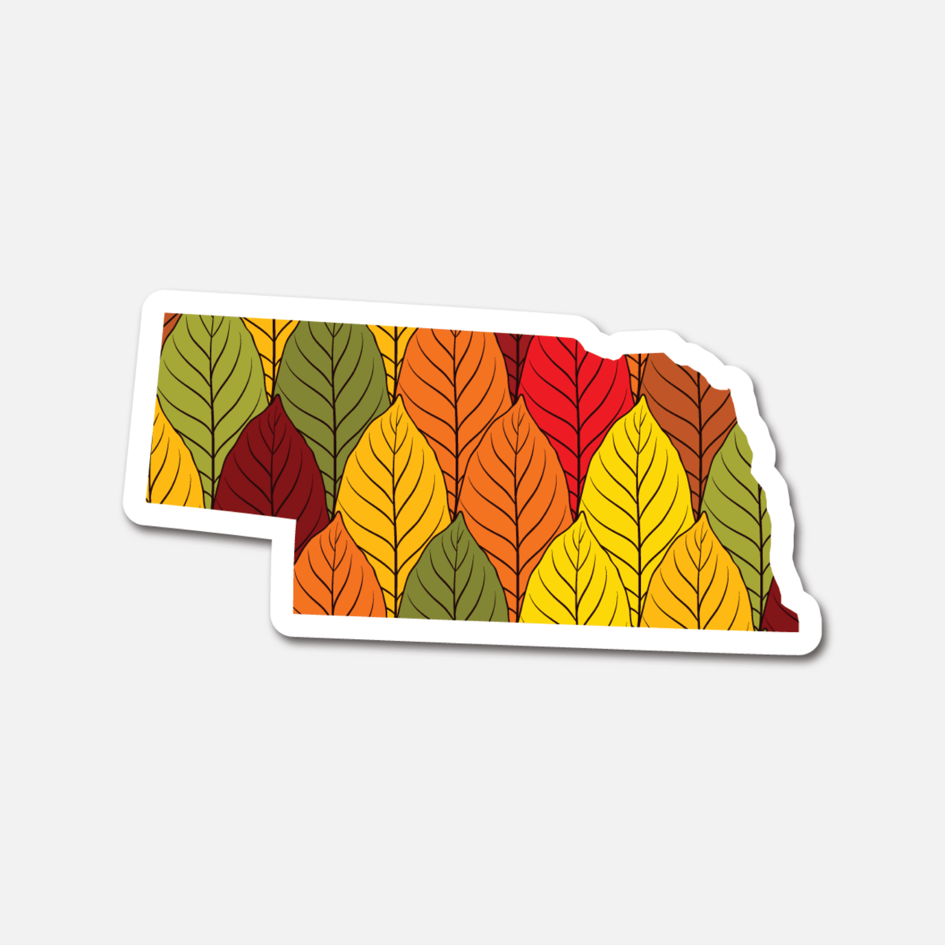 Nebraska Autumn Leaves – State Sticker - Footnotes Paper