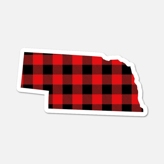 Nebraska US State Sticker Buffalo Plaid - Footnotes Paper