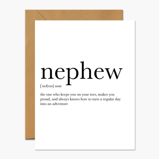 Nephew Definition - Birthday Card for Nephew - Footnotes Paper