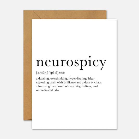Neurospicy Definition – Mental Health Greeting Card - Footnotes Paper