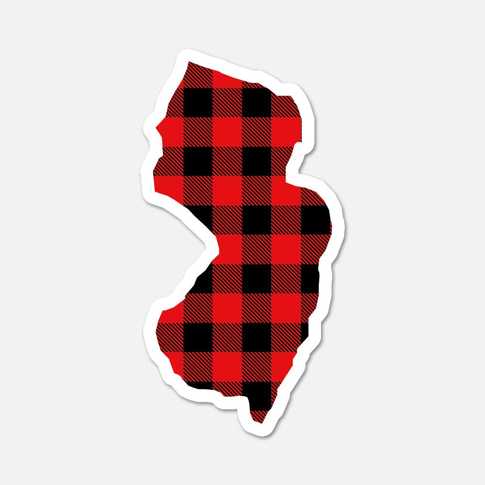 New Jersey US State Sticker Buffalo Plaid - Footnotes Paper