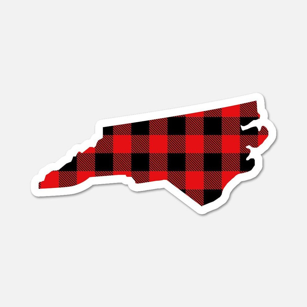 North Carolina US State Sticker Buffalo Plaid | Waterproof Vinyl ...