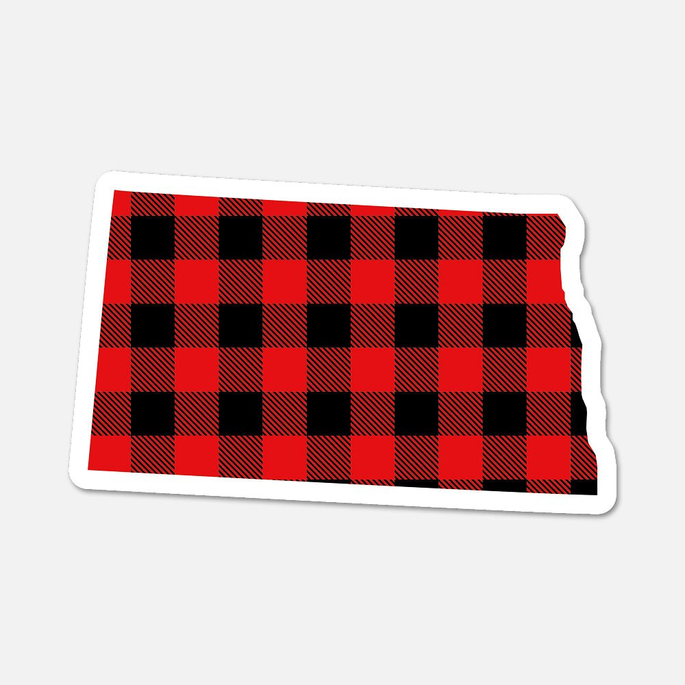 North Dakota US State Sticker Buffalo Plaid - Footnotes Paper