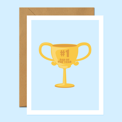 Number One Dad Trophy - Father's Day Greeting Card - Footnotes Paper