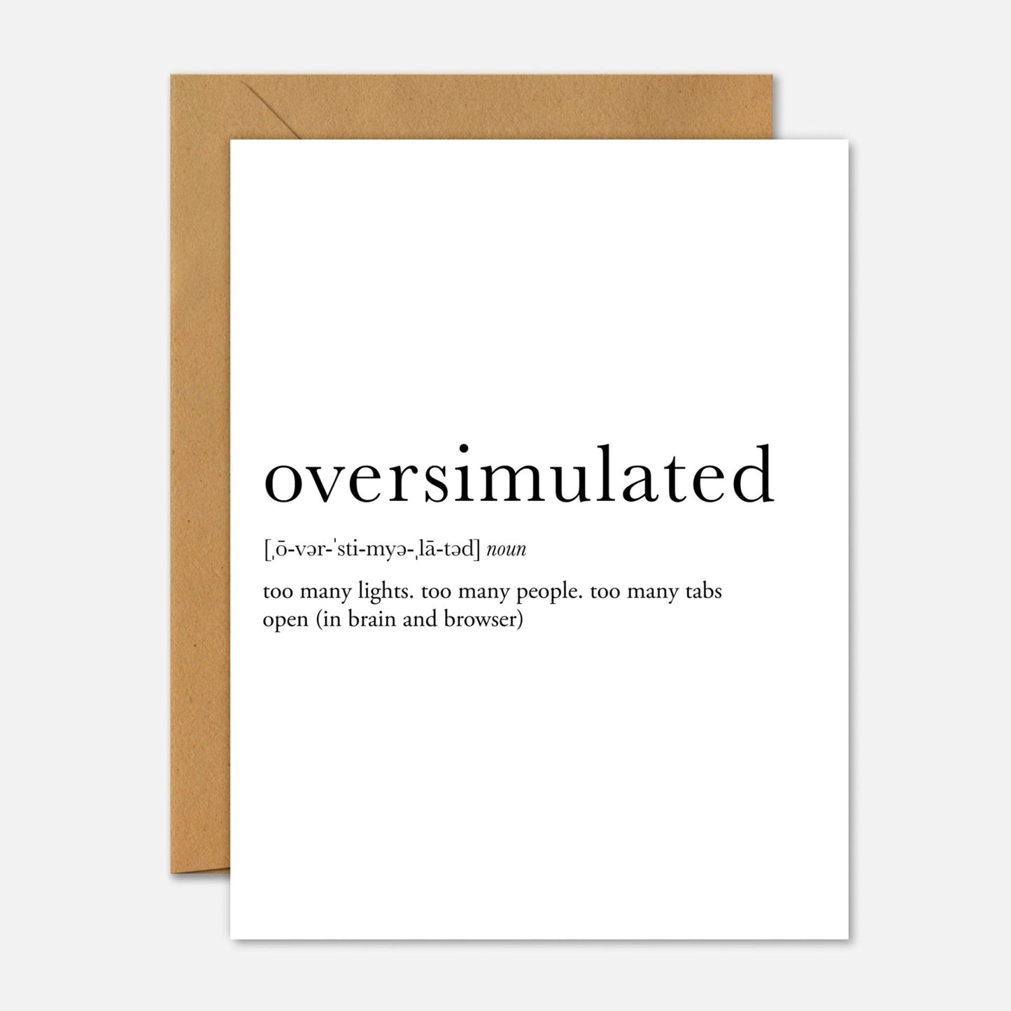Overstimulated Definition – Mental Health Greeting Card - Footnotes Paper