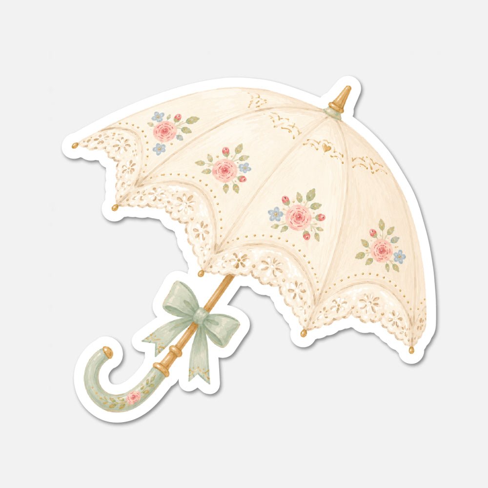 Parasol - Pink Vintage Sticker - Footnotes Paper