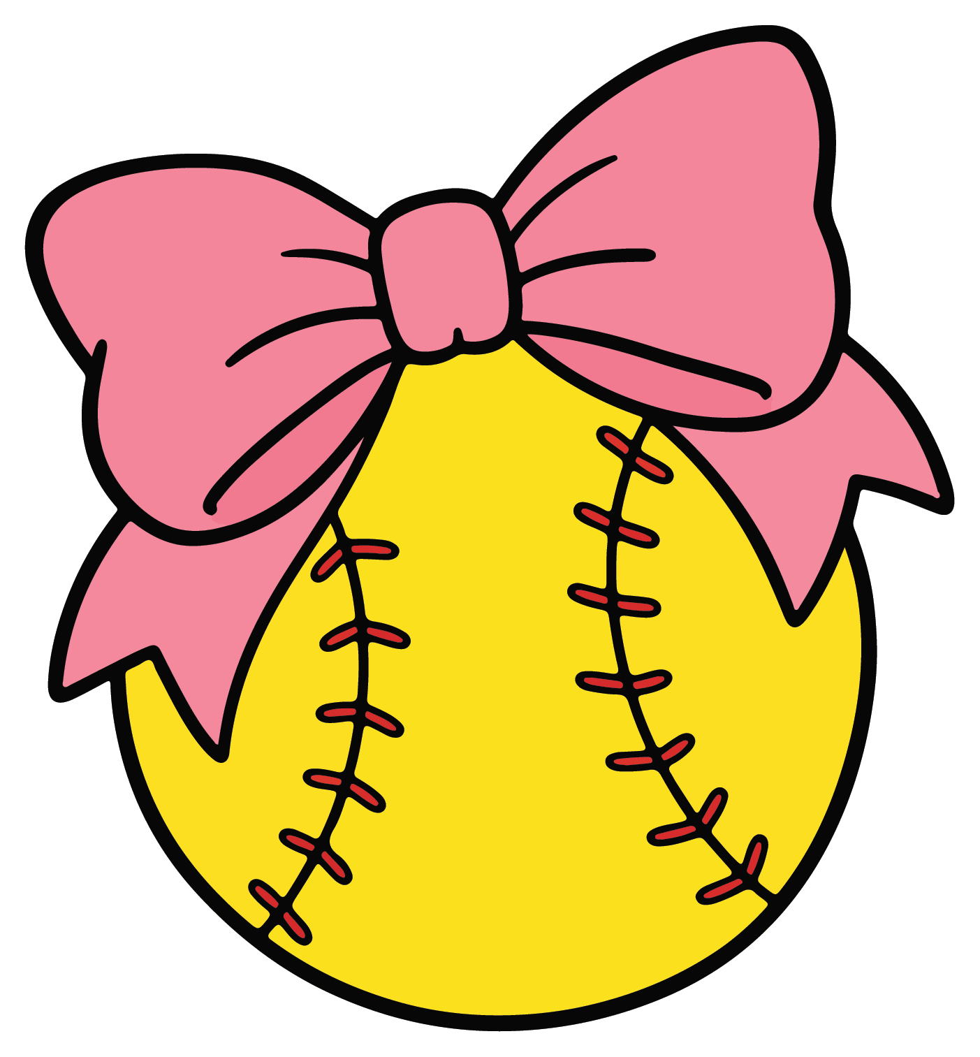 Pink Bow Softball - Softball Sticker - Footnotes Paper