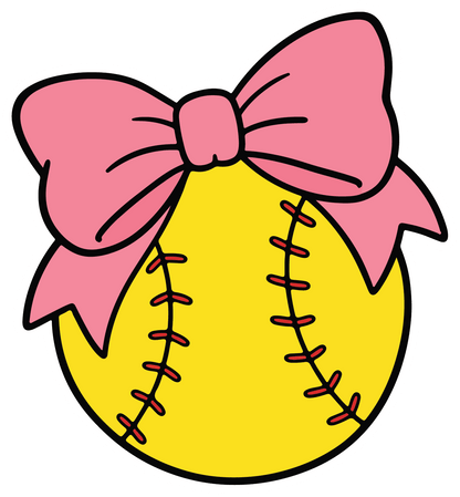 Pink Bow Softball - Softball Sticker - Footnotes Paper